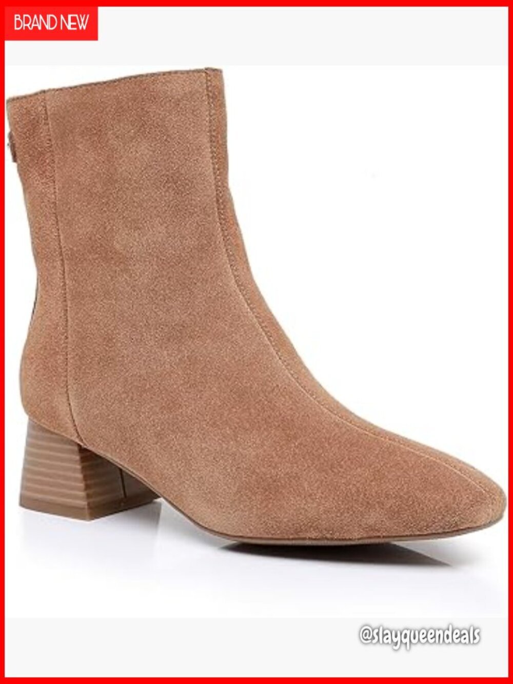 Chunky Heel Ankle Boots Pointed Toe Suede Leather Water Resistant